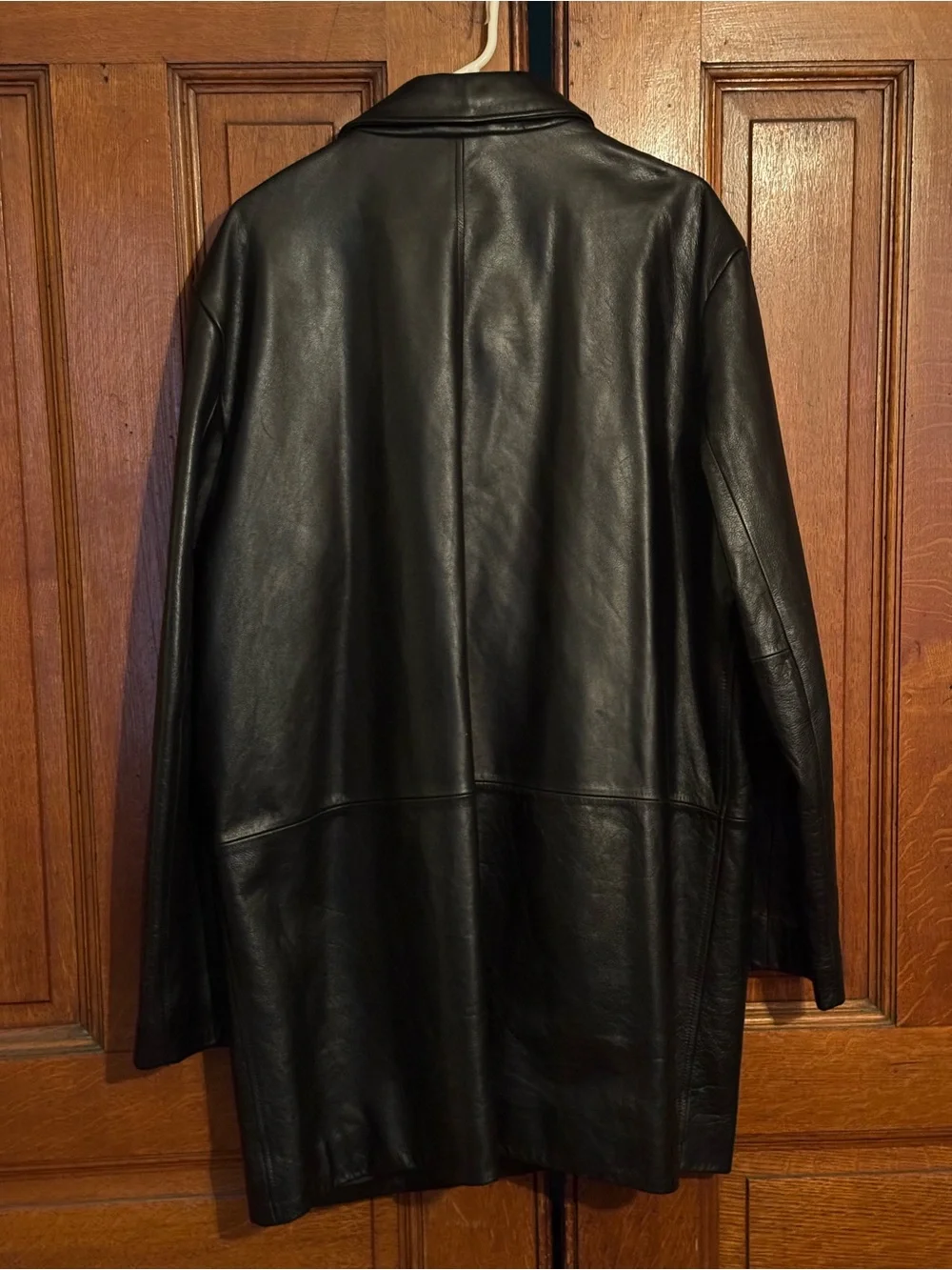 Banana Republic Black Leather Trench Coat Men’s size XL. Excellent.